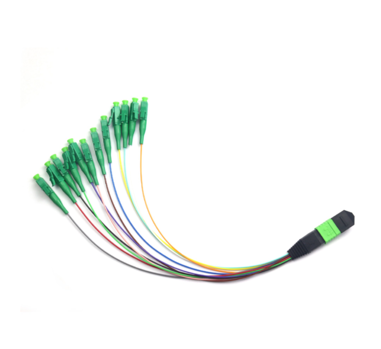 Cost-effective 50/125μm MPO/MTP to LC OM3 12Fibers Fiber Ribbon Cable - Image 2