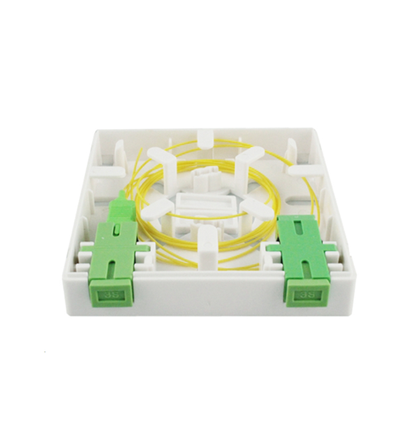 White Plastic 2 Port Fiber Optic Rossette Box with SC Adapter - Image 3