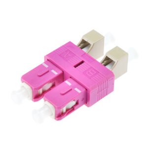 LC Female to SC Male OM4 Duplex Hybrid Fiber Optic Adapter