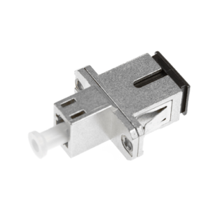 SC Female to LC Female Simplex Metal Hybrid Fiber Optic Adapter – With Flange